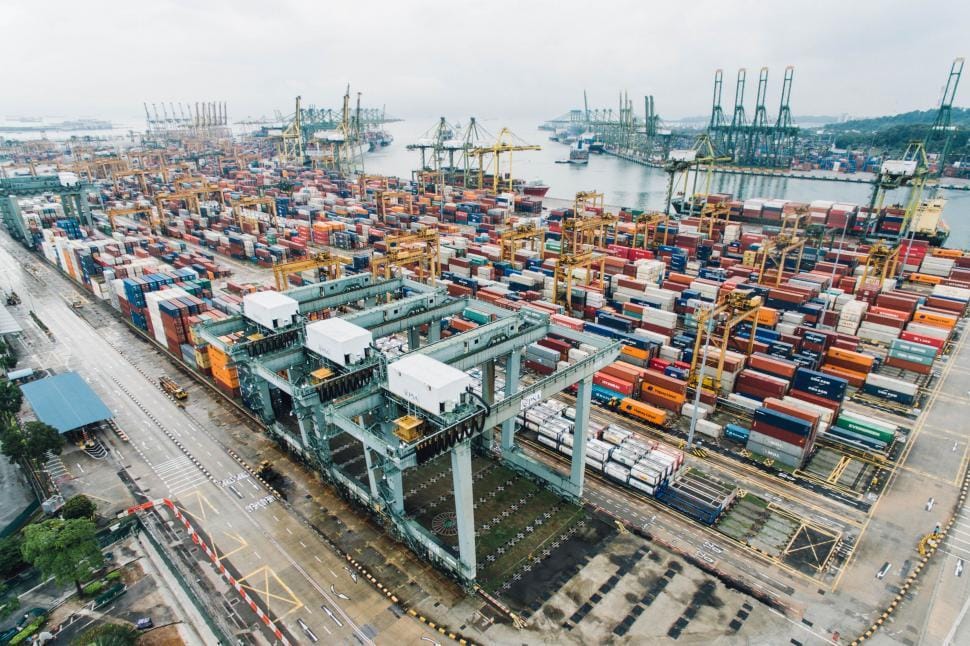 Deep-water container terminal, aerial view
